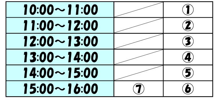 インドアテニスコートレンタル８月１１日（木） 時間割